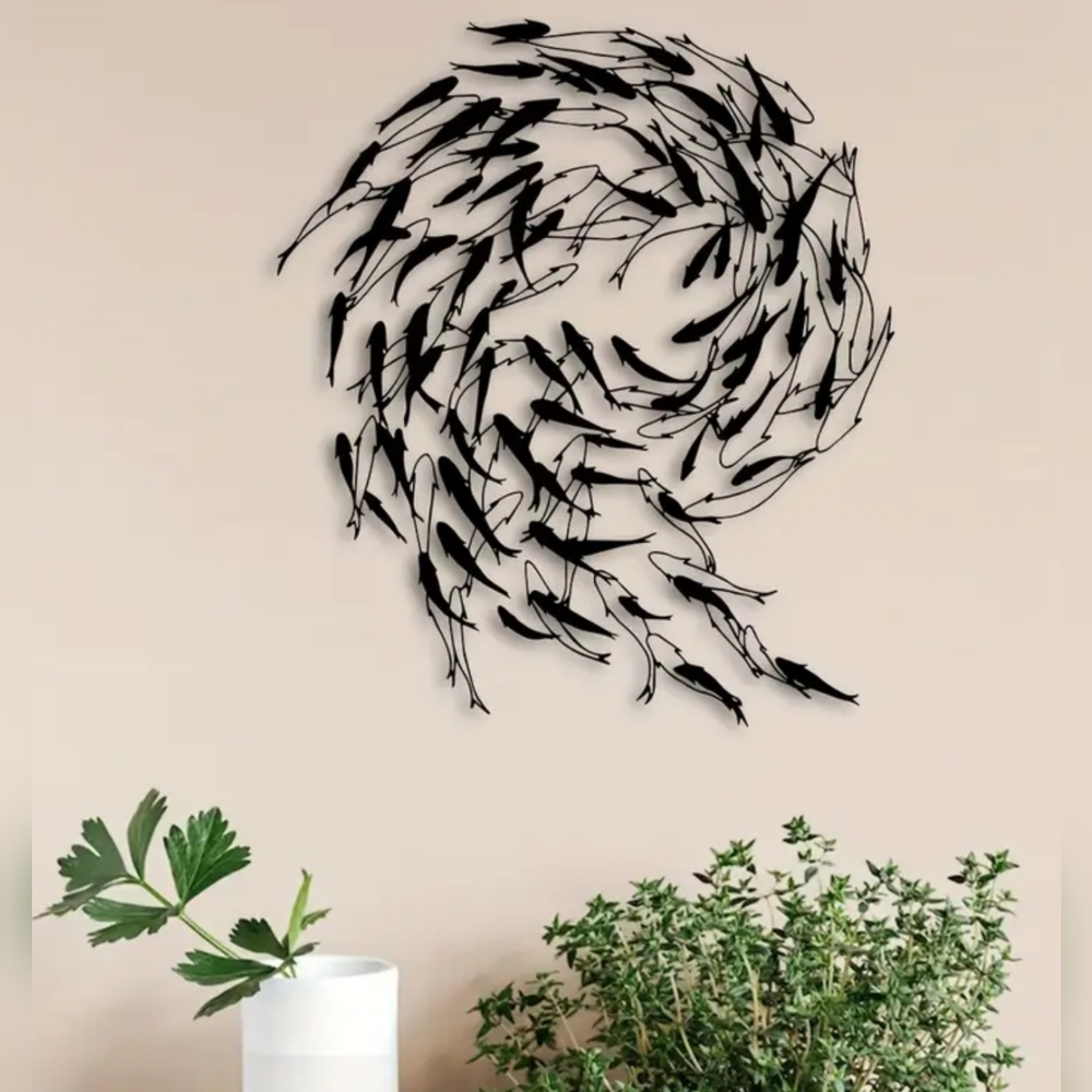 Unique 'School Of Fish' metal wall art, 15.7" x 13.7"